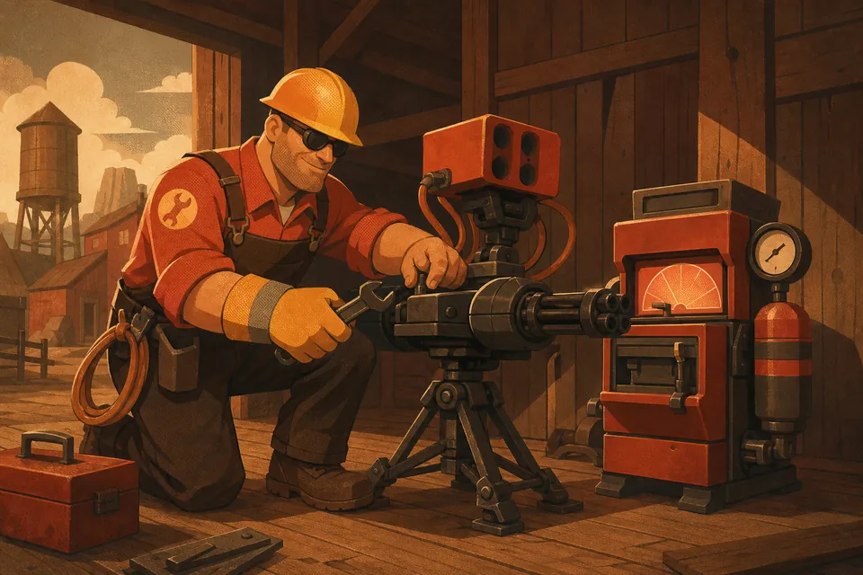 Инженер строит турель в TF2 Classic